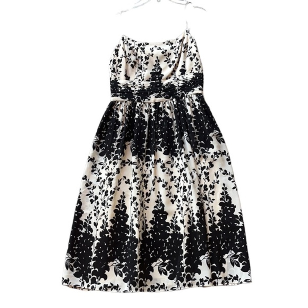 Ann Taylor beautiful light stunning Silk Ivory Black Floral Size 2 flattering